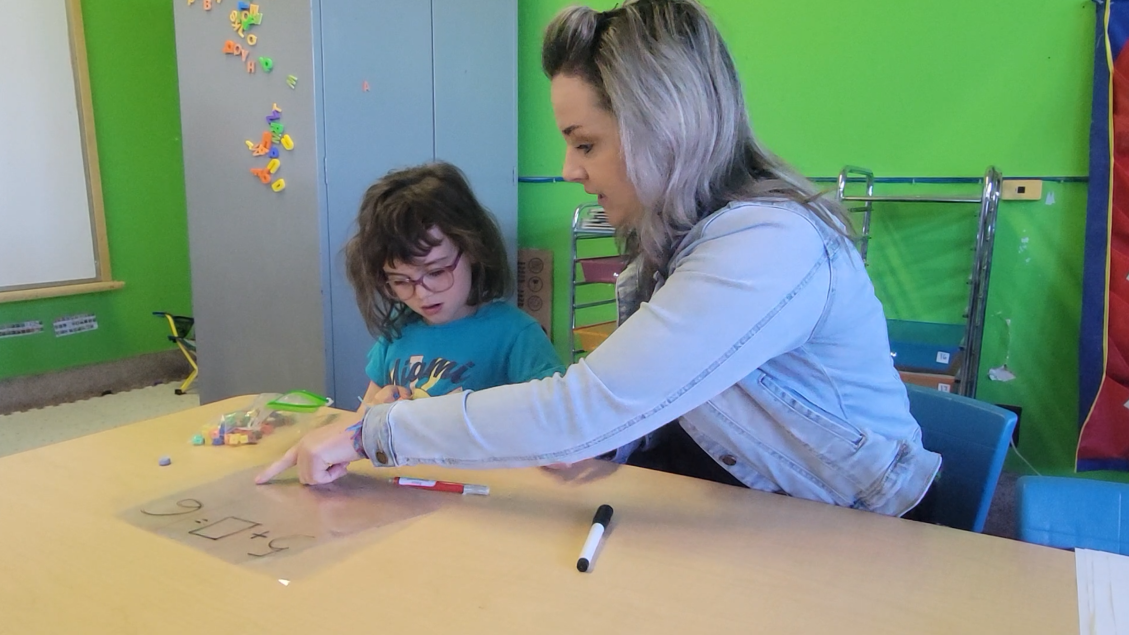A teacher helping a student